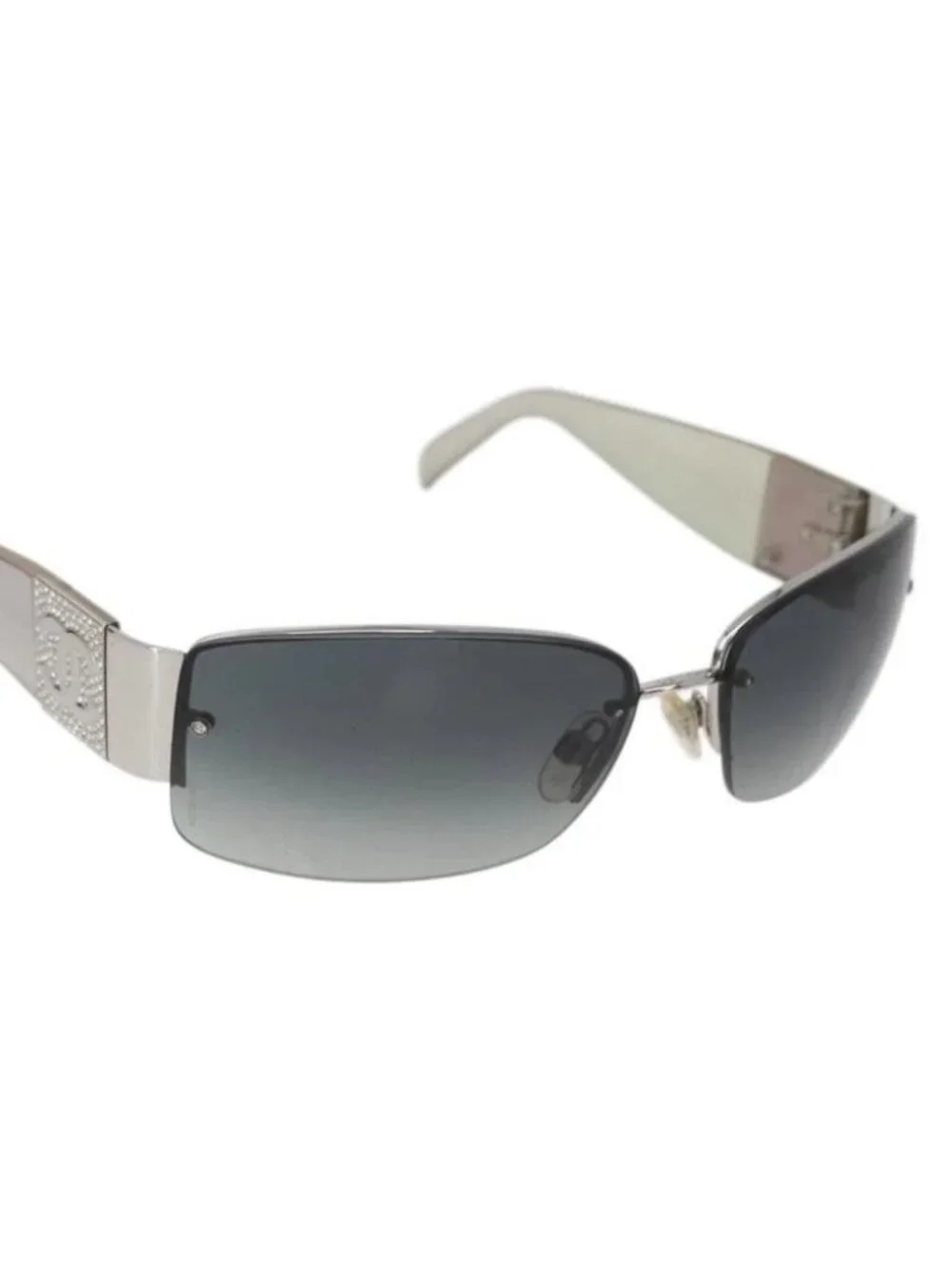 CHANEL Sunglasses plastic Opal CC Auth 162593